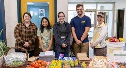 Students in the agriculture club selling produce they have grown on the farm