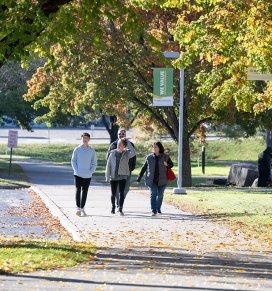 Family visiting the Queensbury campus for a college tour