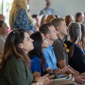 Faculty and staff attend a training session