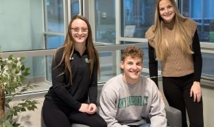 Image for news article Trifecta: Triplets find second home at SUNY Adirondack