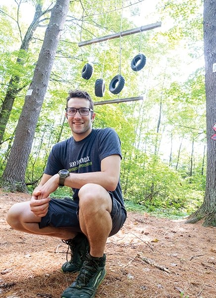 Mike Defilippo on the outdoor adventure course